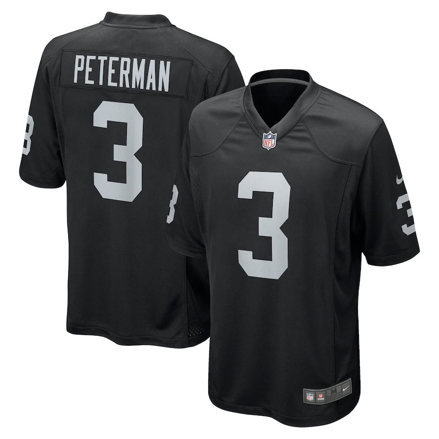 Men Oakland Raiders #3 Nathan Peterman Nike Black Game NFL Jersey